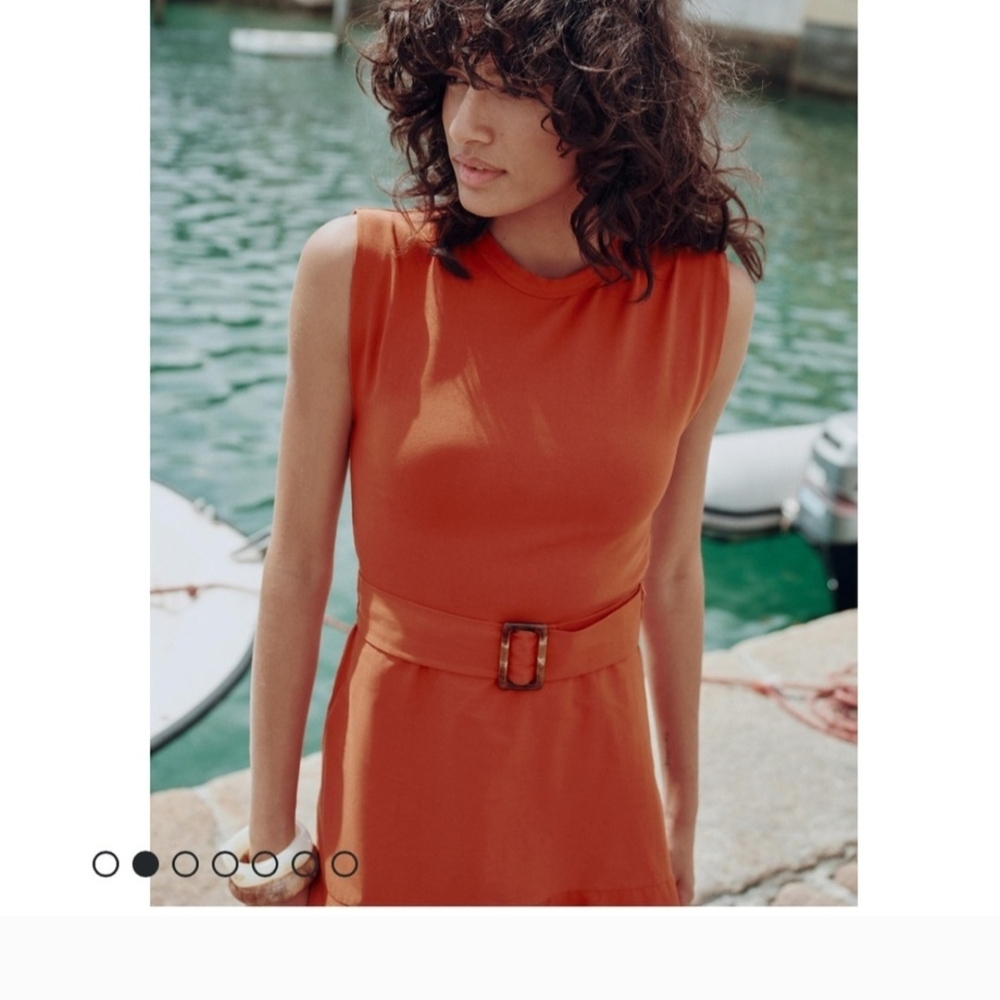 NWT Zara Vibrant Orange Midi Dress - Picture 2 of 8